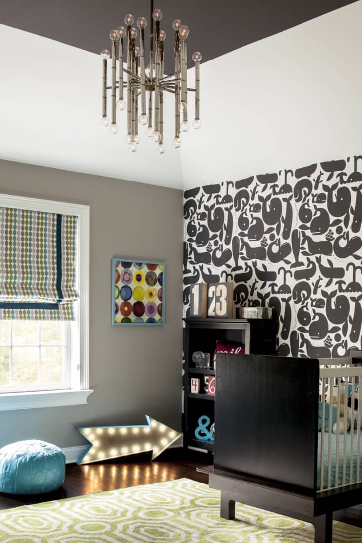 This Modern Gothic Nursery Has an Unexpected TwoTone Ceiling Cubby